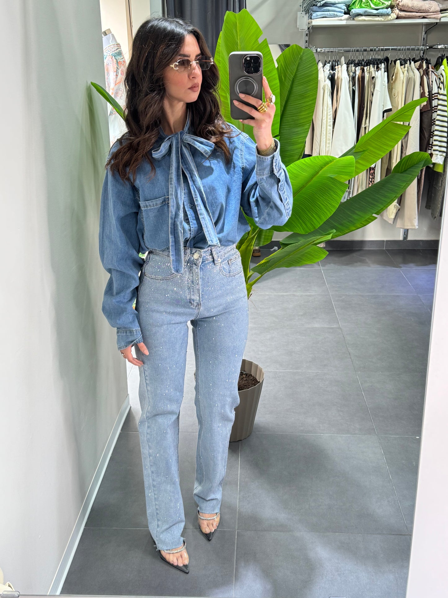Camicia fiocco denim
