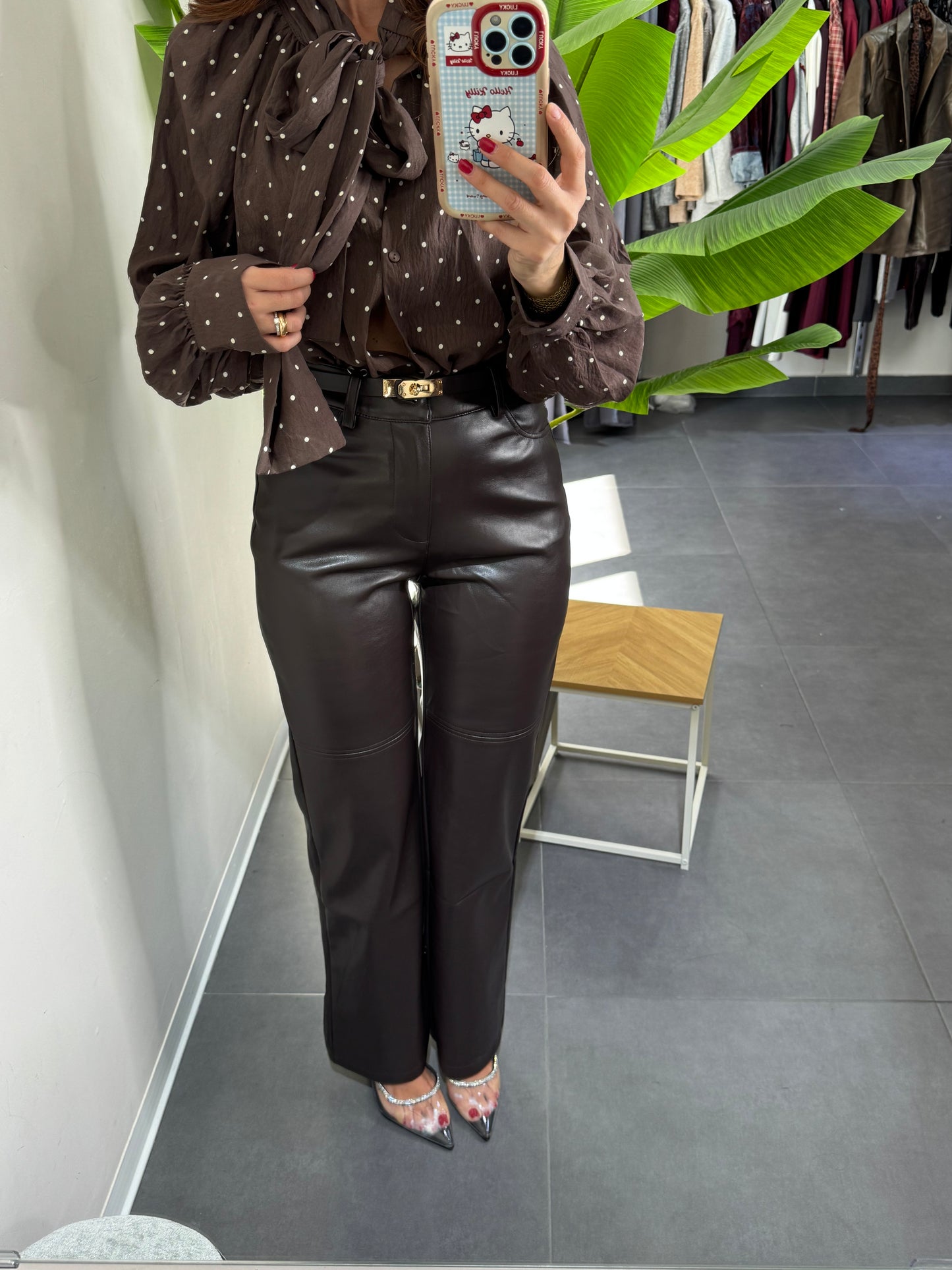 Pantalone ecopelle brown