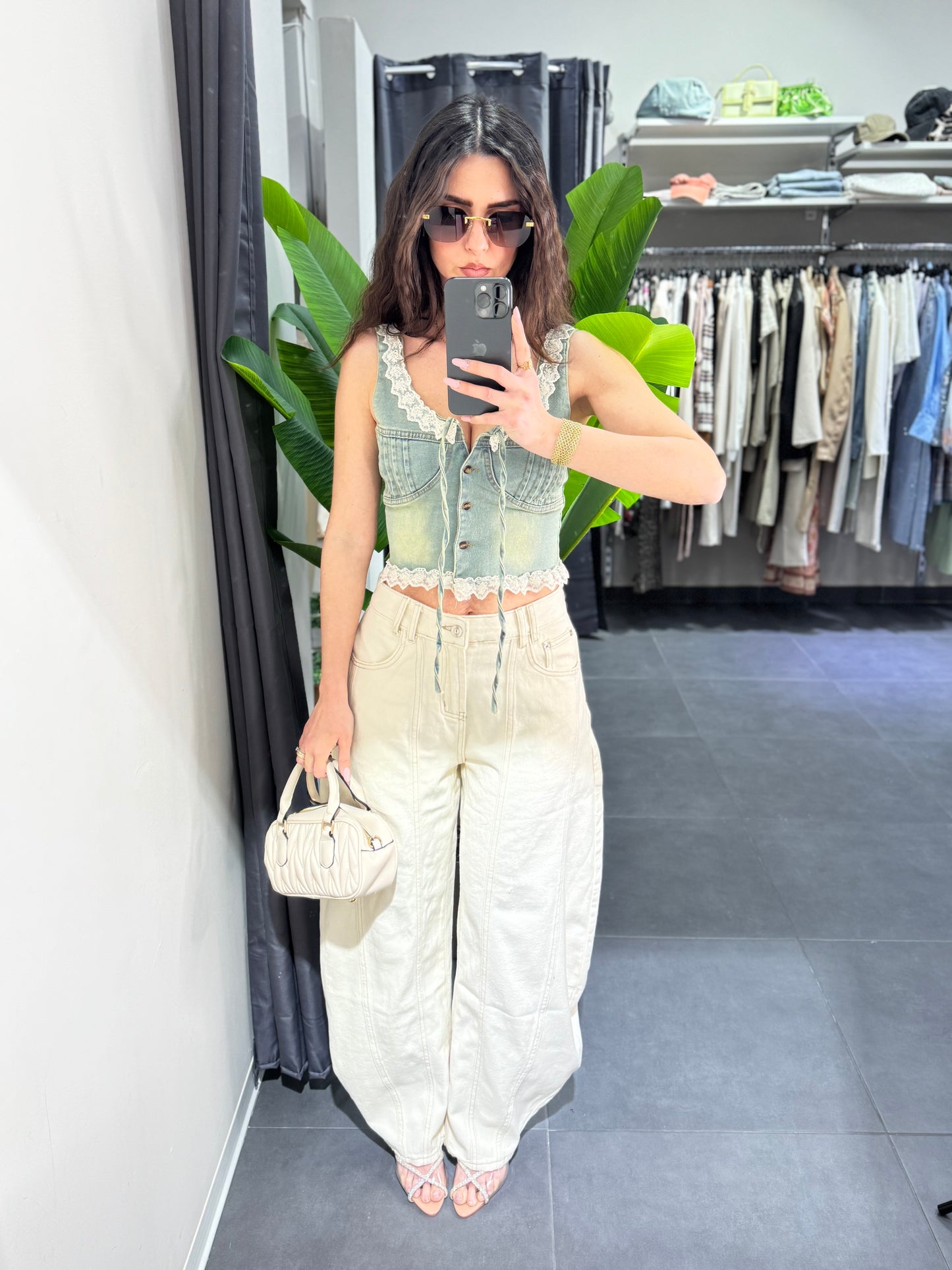 Jeans baggy panna