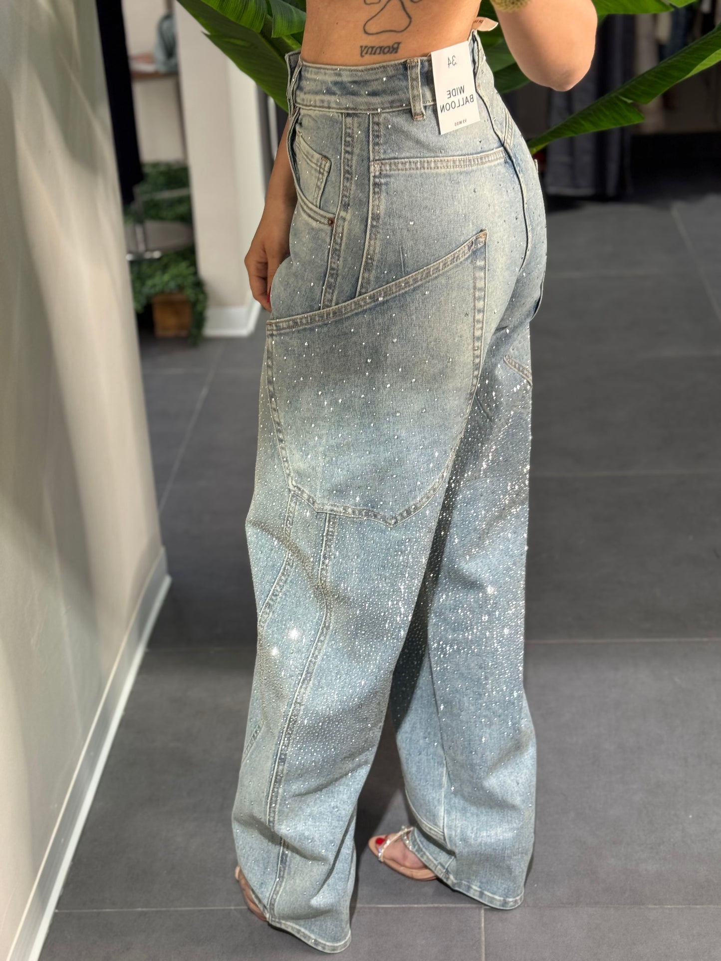 Jeans baloon strass