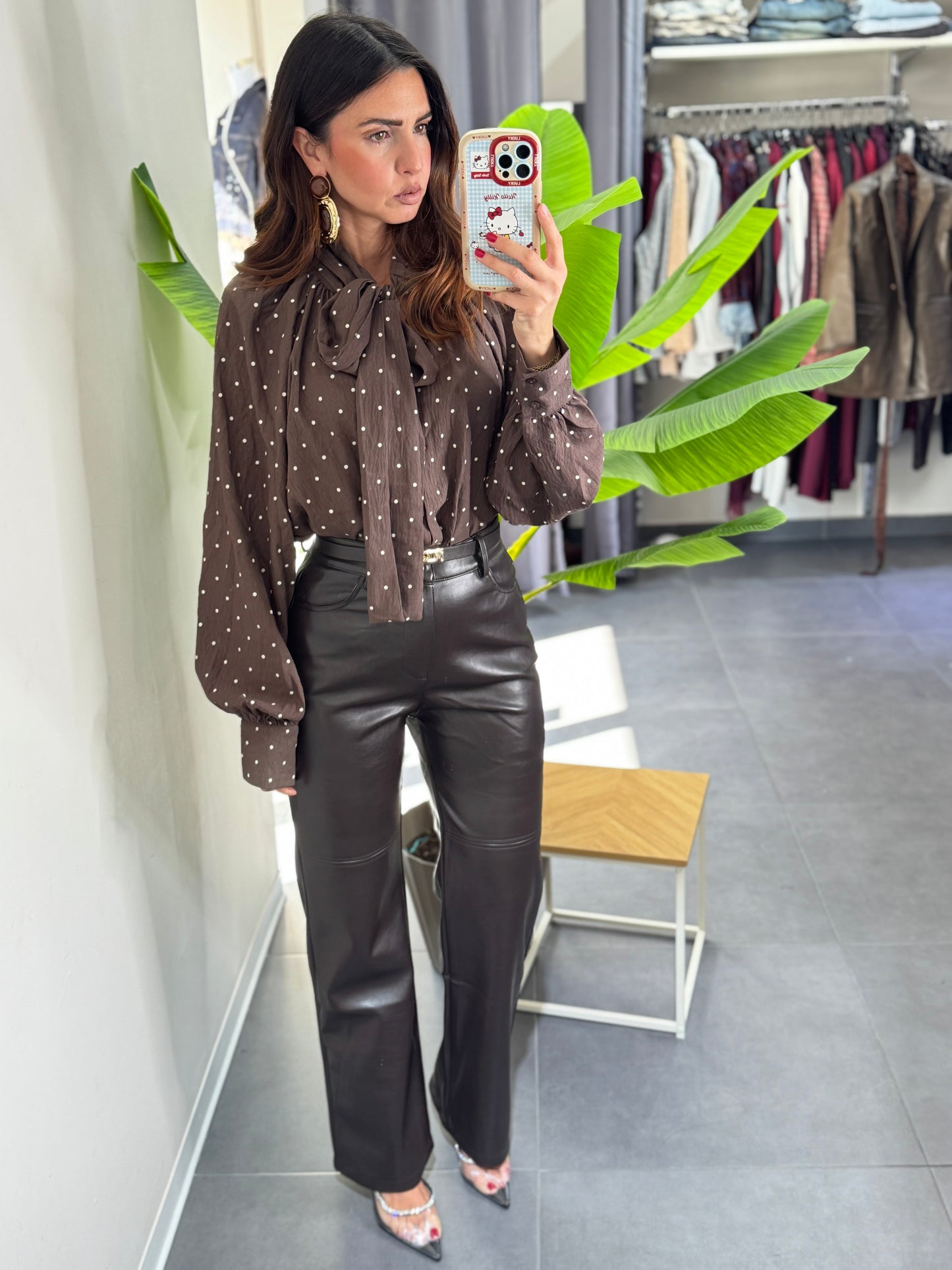 Pantalone ecopelle brown