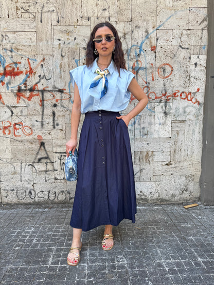 Gonna bottoncini blu