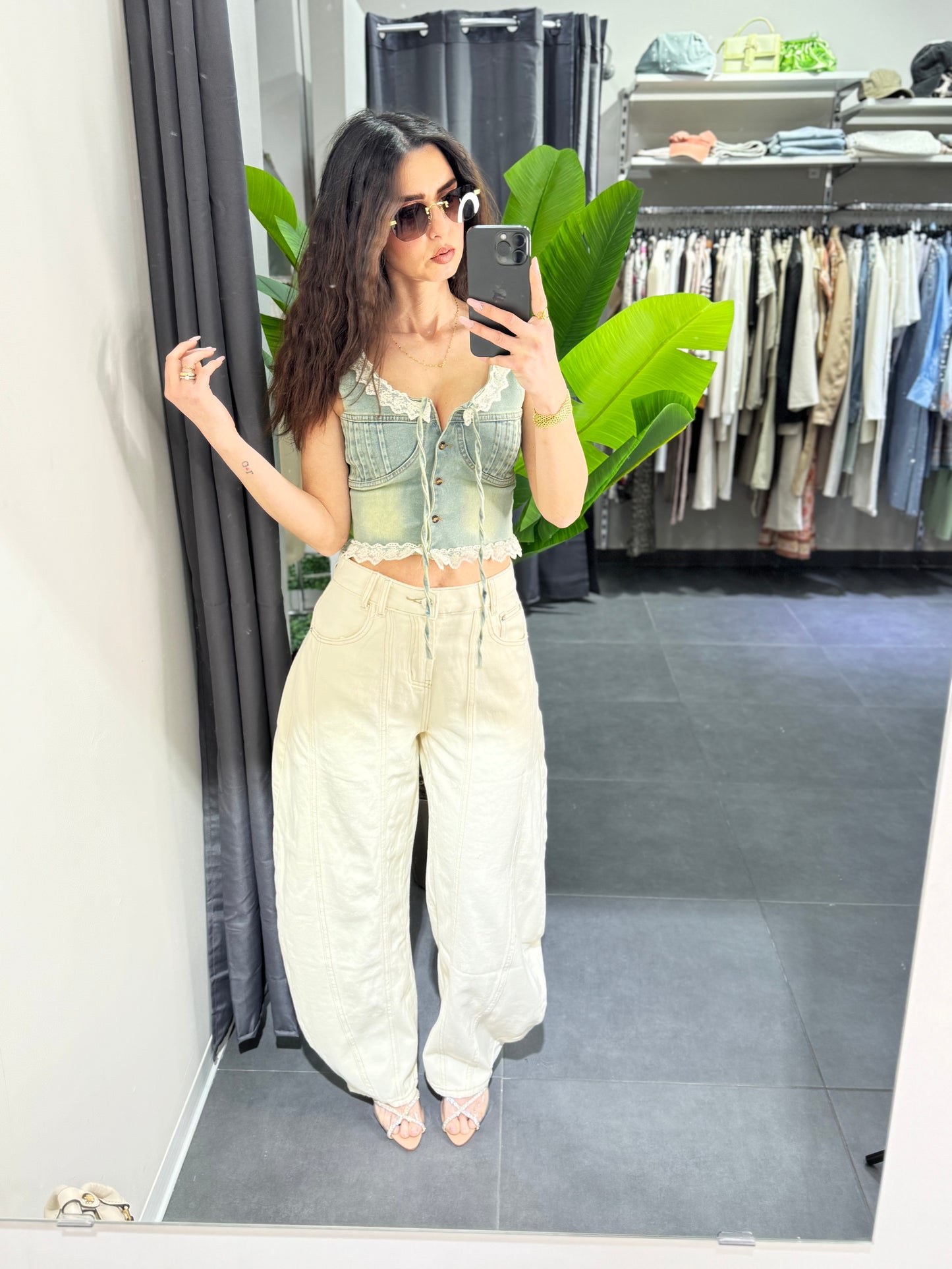 Jeans baggy panna
