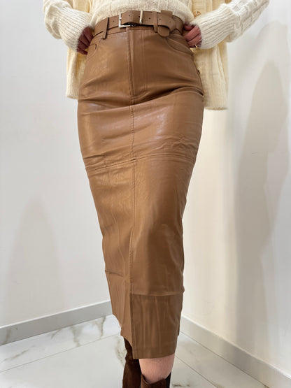 Gonna longuette ecopelle