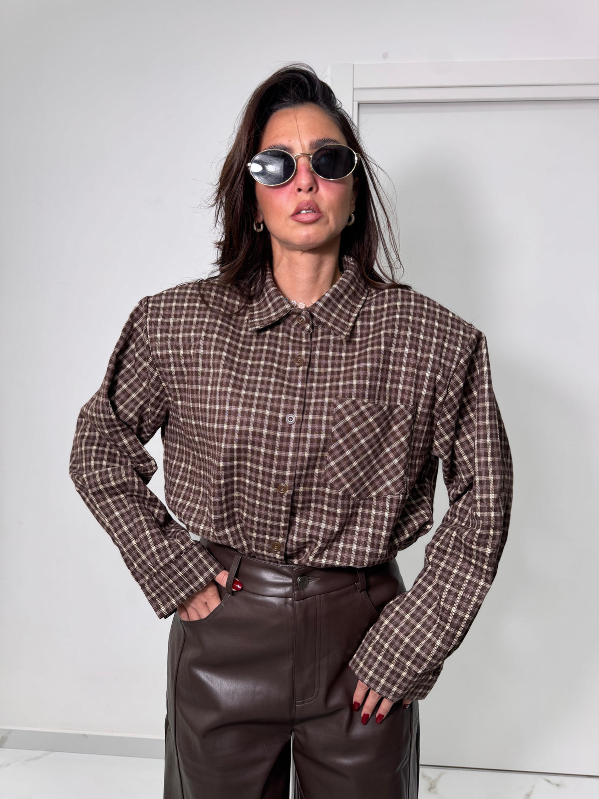 Camicia in flanella quadri brown