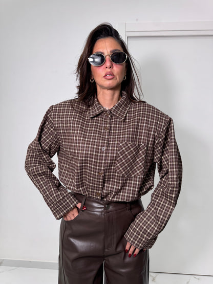 Camicia in flanella quadri brown