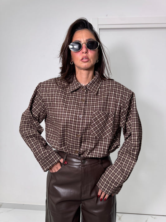 Camicia in flanella quadri brown
