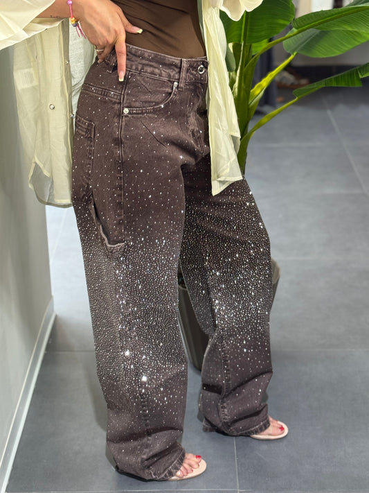 Jeans strass brown