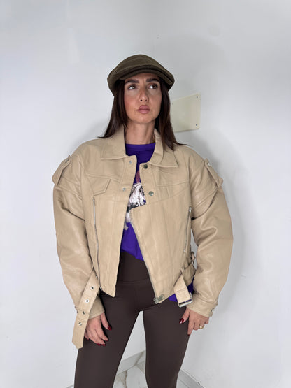 Bomber ecopelle beige