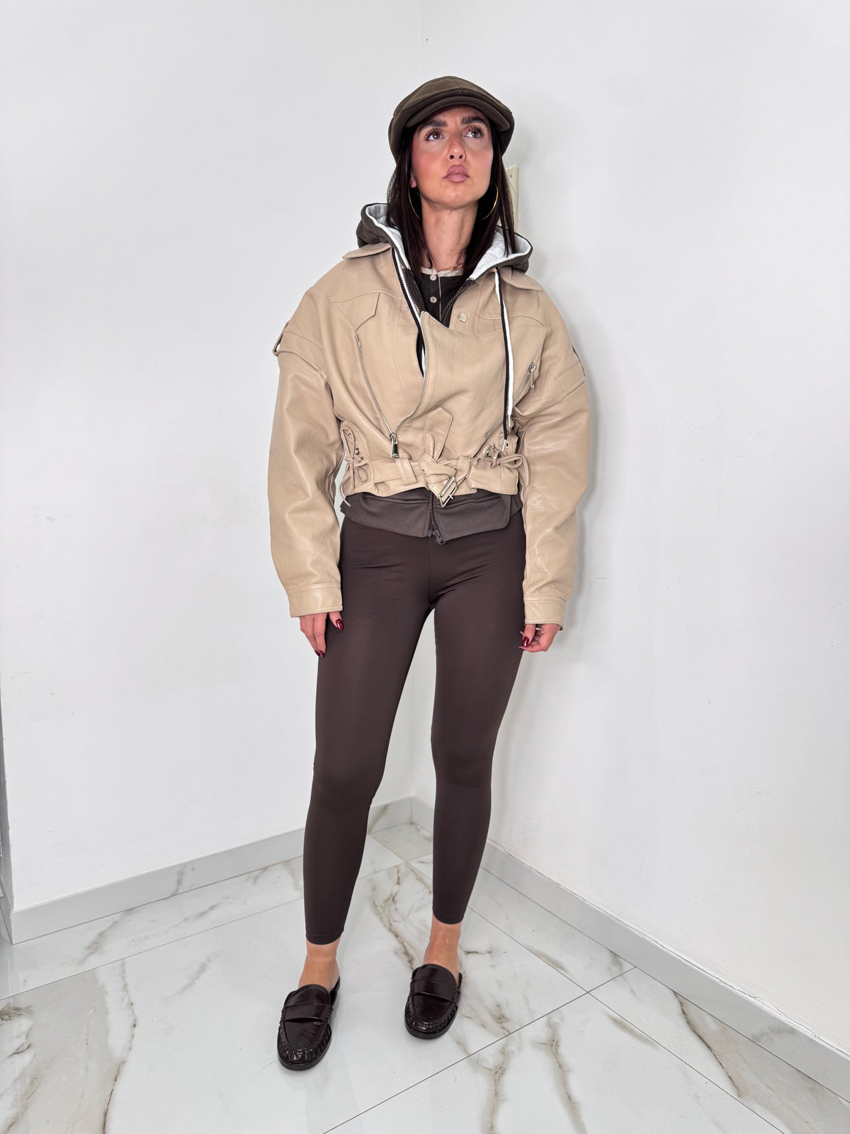 Bomber ecopelle beige
