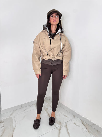 Bomber ecopelle beige