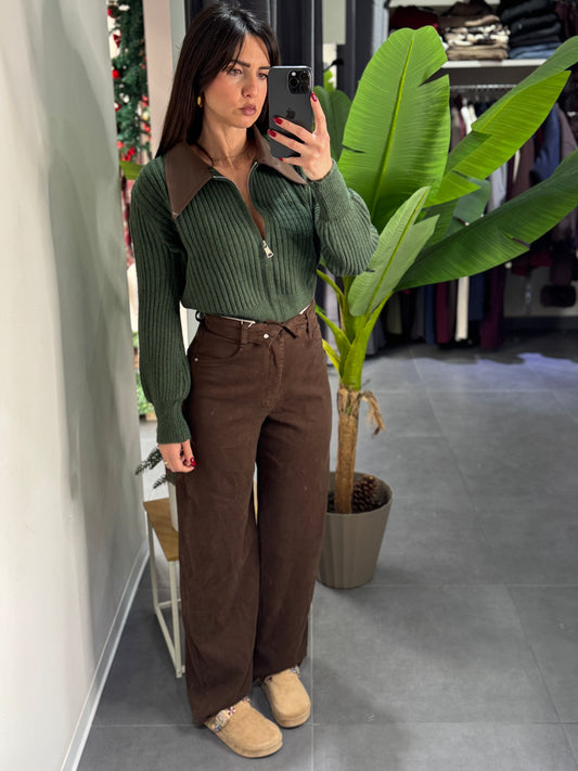 Jeans brown risvolto