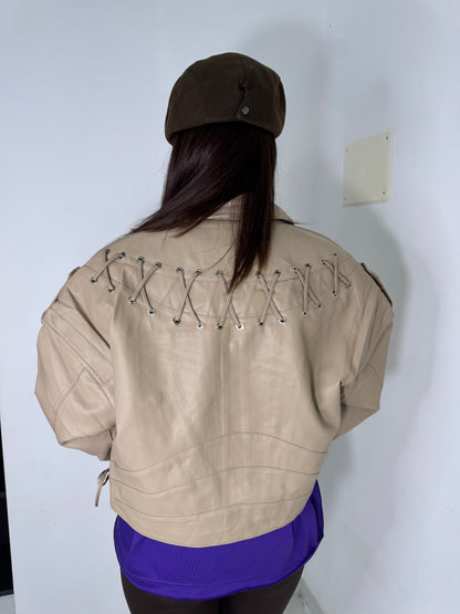 Bomber ecopelle beige