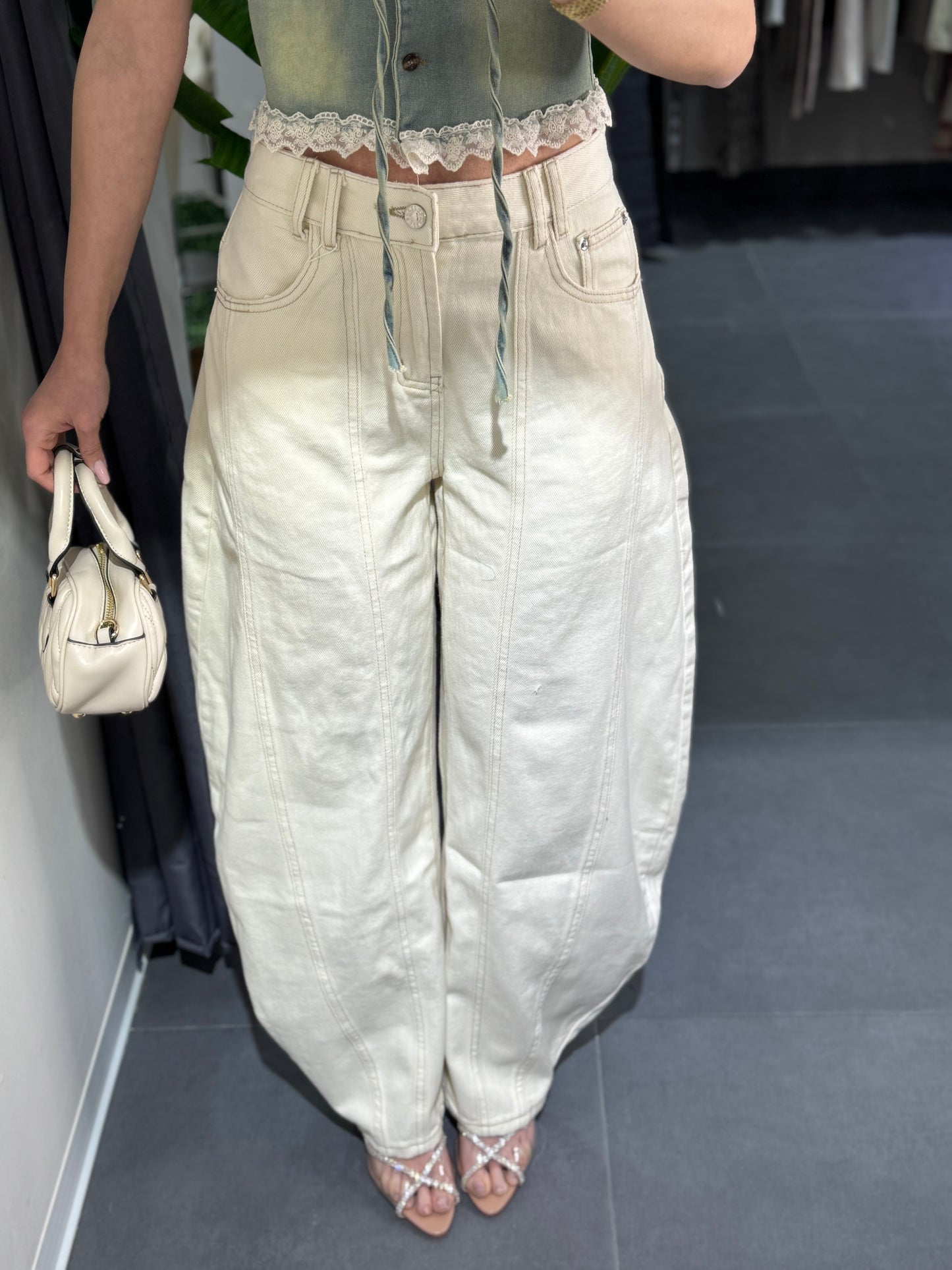Jeans baggy panna