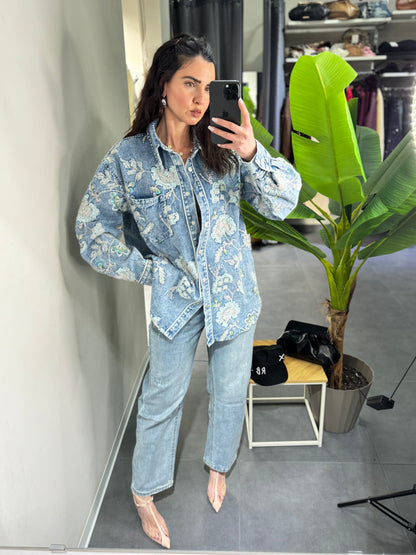 Giacca fiori paillettes