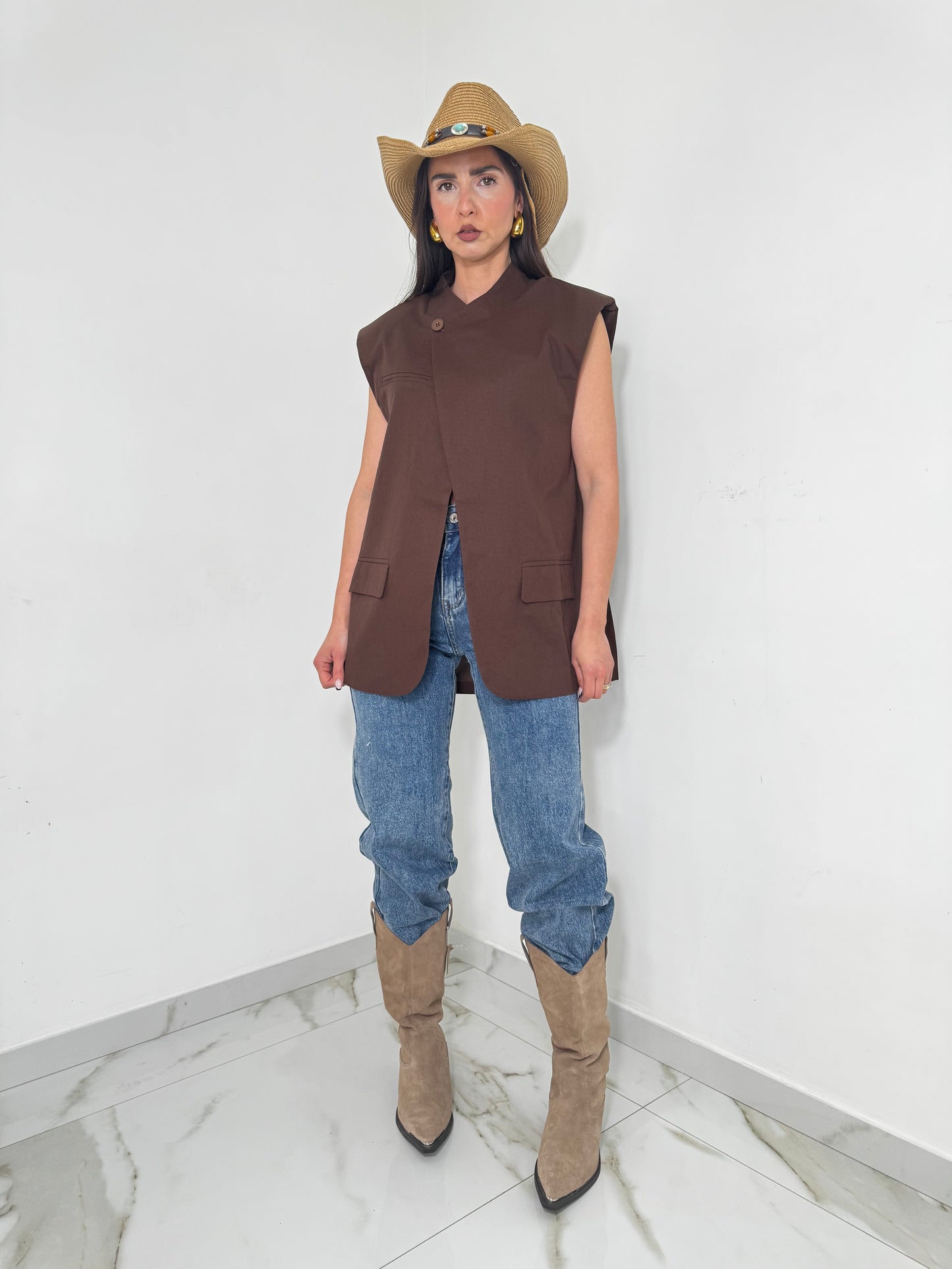 Gilet Zaira marrone