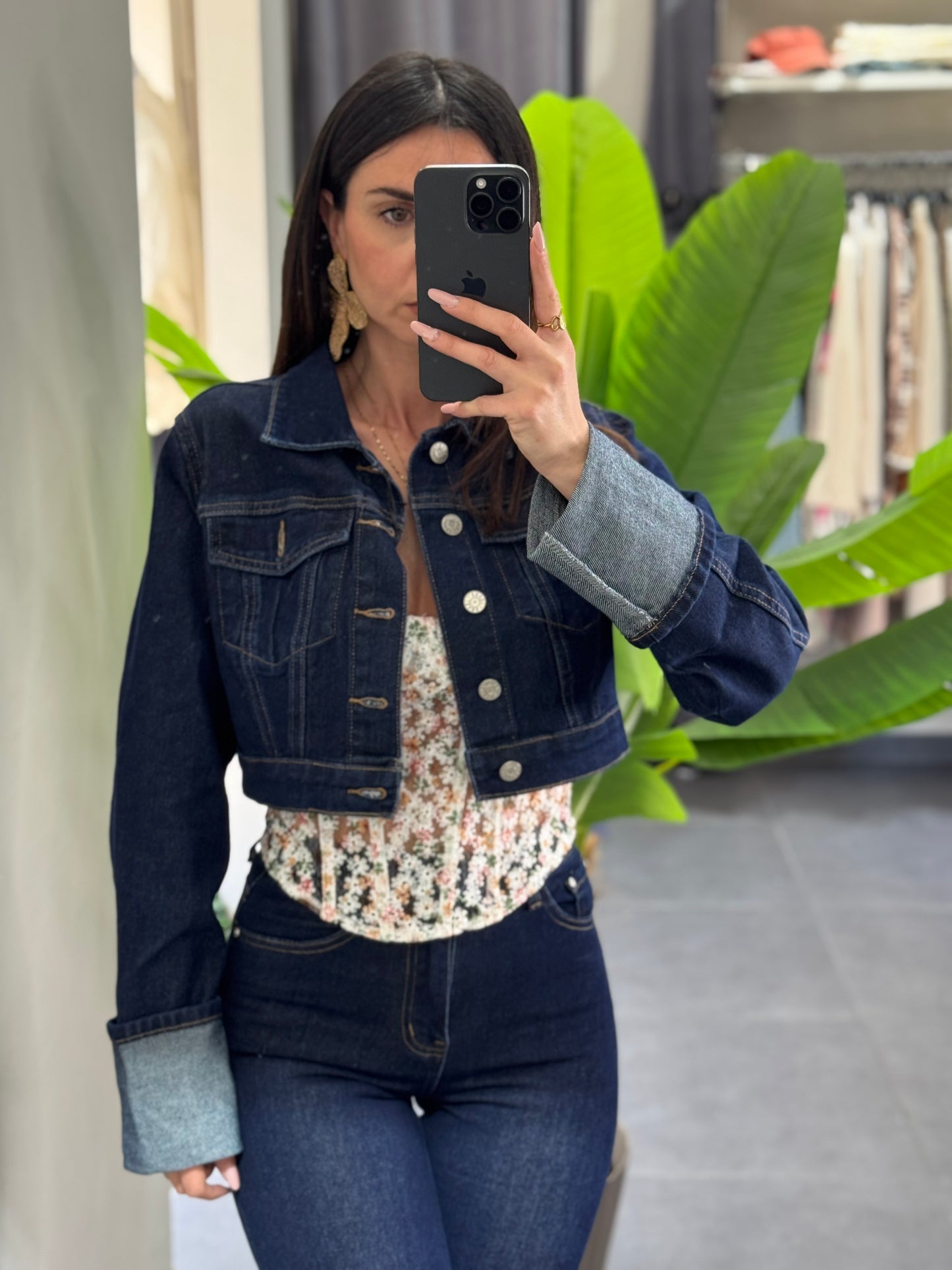 Giubbino in denim piegone