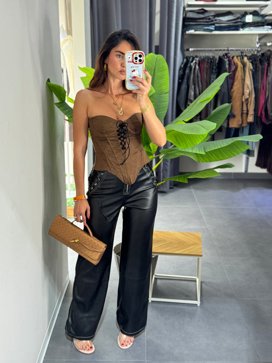 Pantalone stringhe pelle