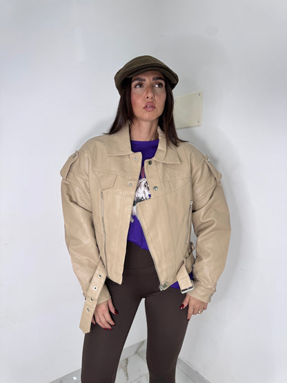 Bomber ecopelle beige
