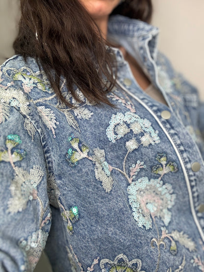 Giacca fiori paillettes