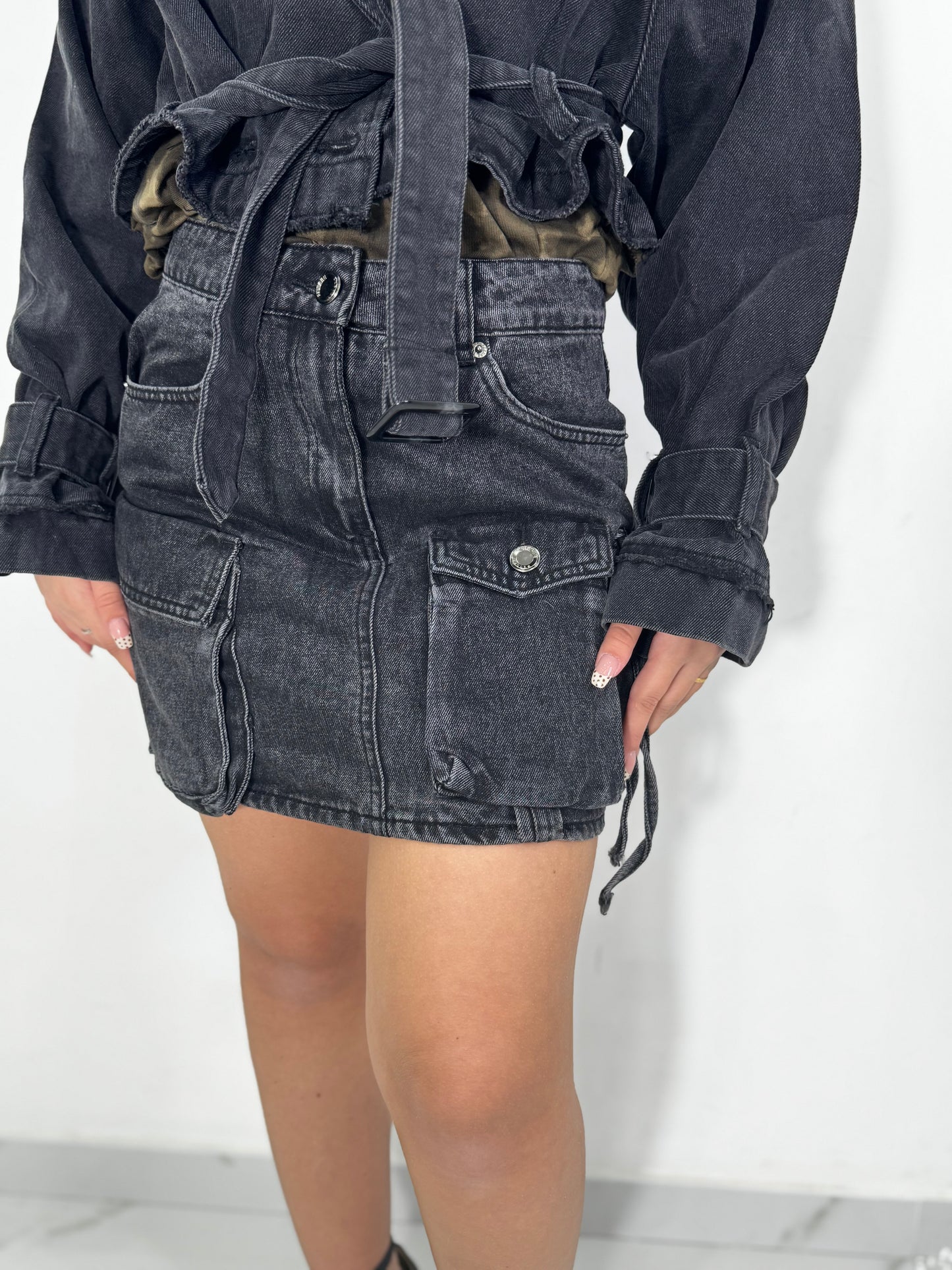 Gonna denim cargo