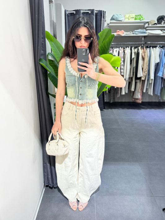 Jeans baggy panna
