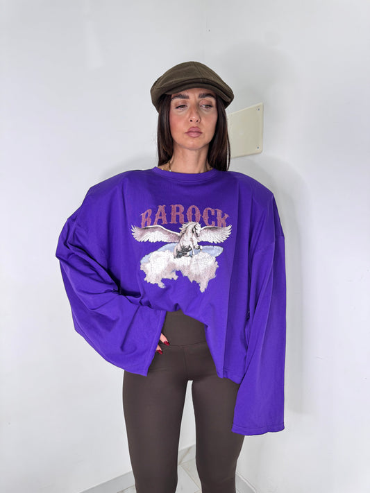 Shirt Barock cavallo viola