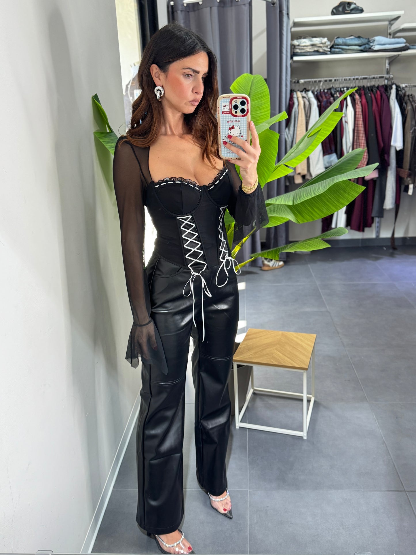 Pantalone ecopelle black