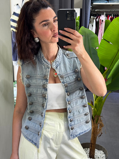 Gilet alamari denim