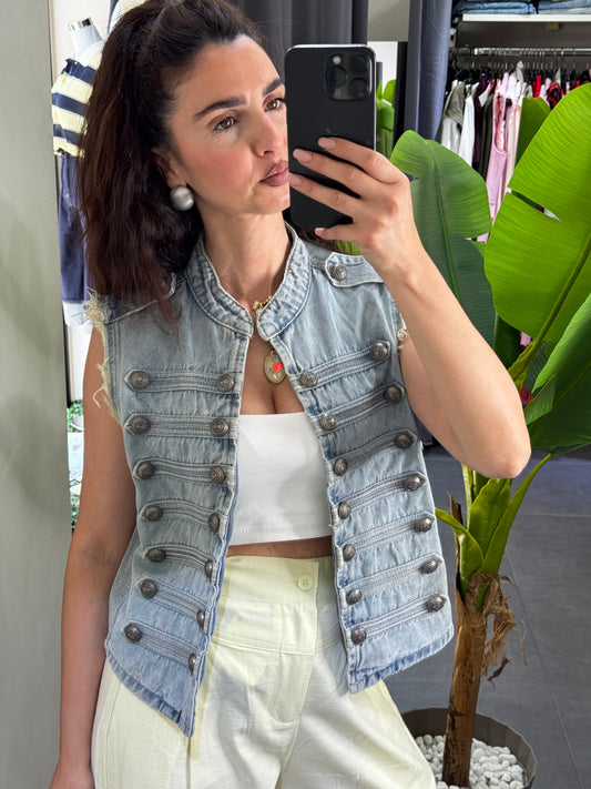 Gilet alamari denim