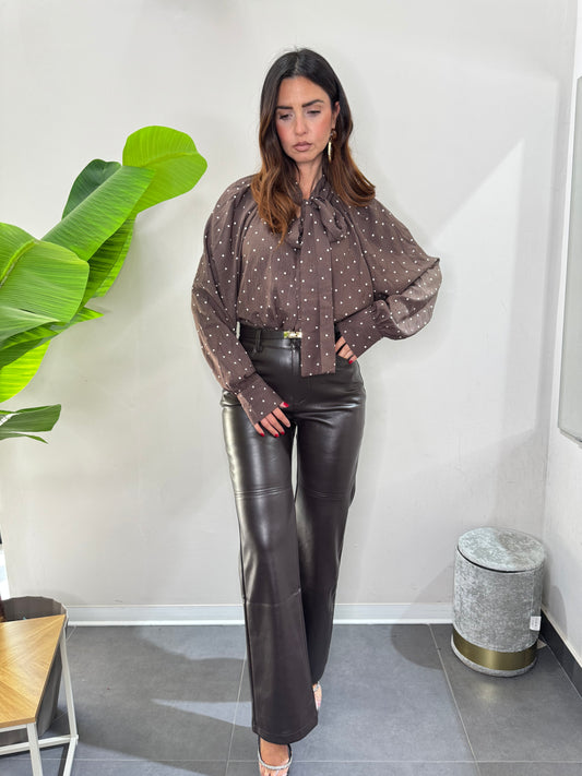 Pantalone ecopelle brown