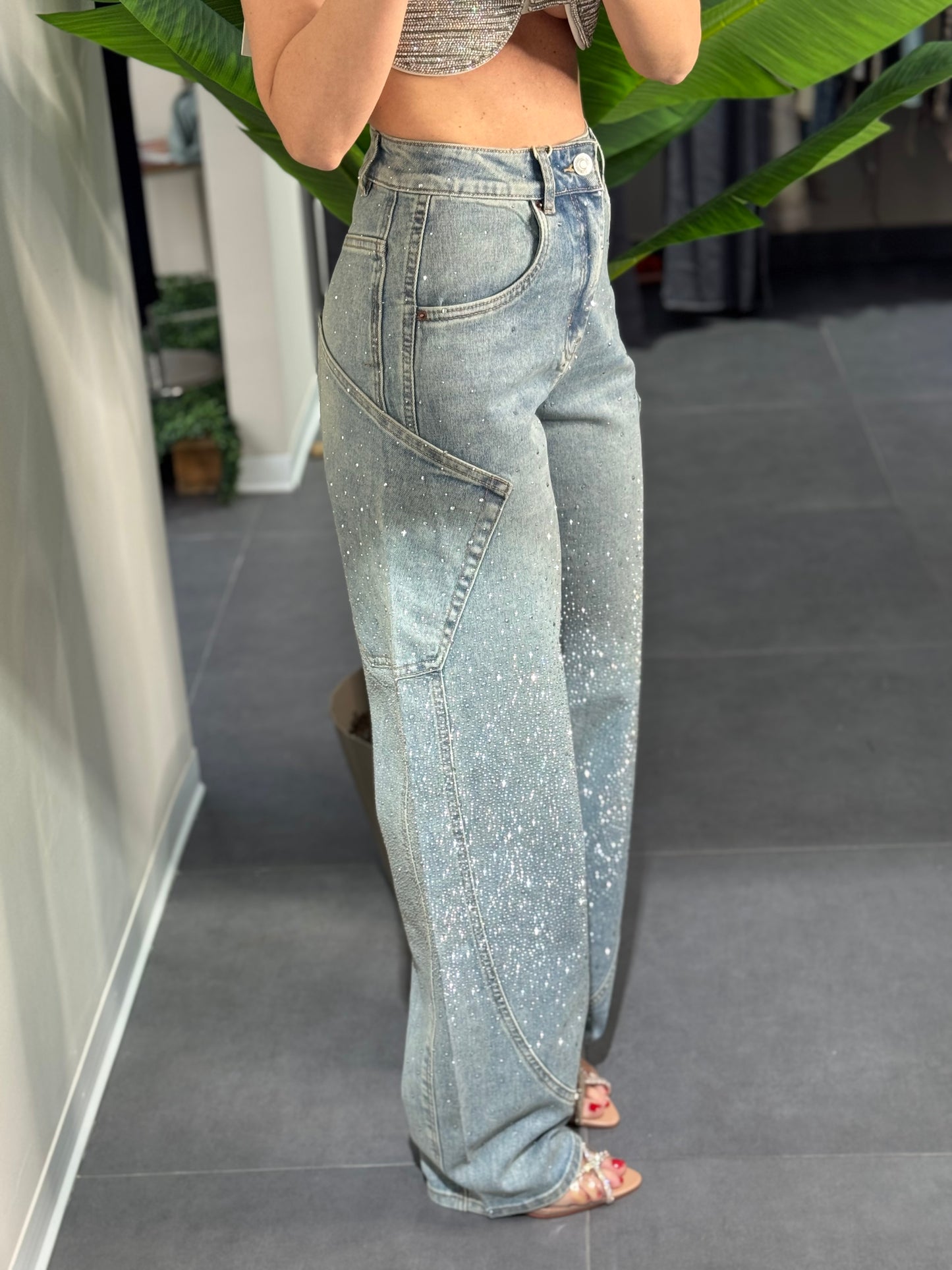 Jeans baloon strass