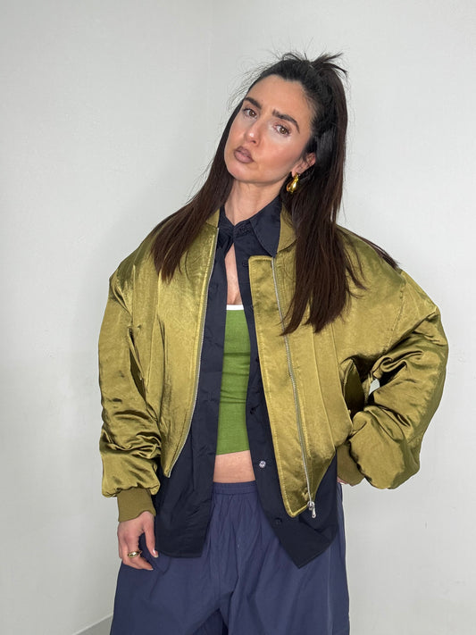 Bomber saten Green