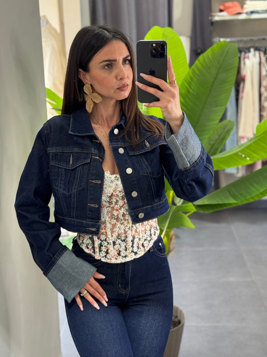 Giubbino in denim piegone